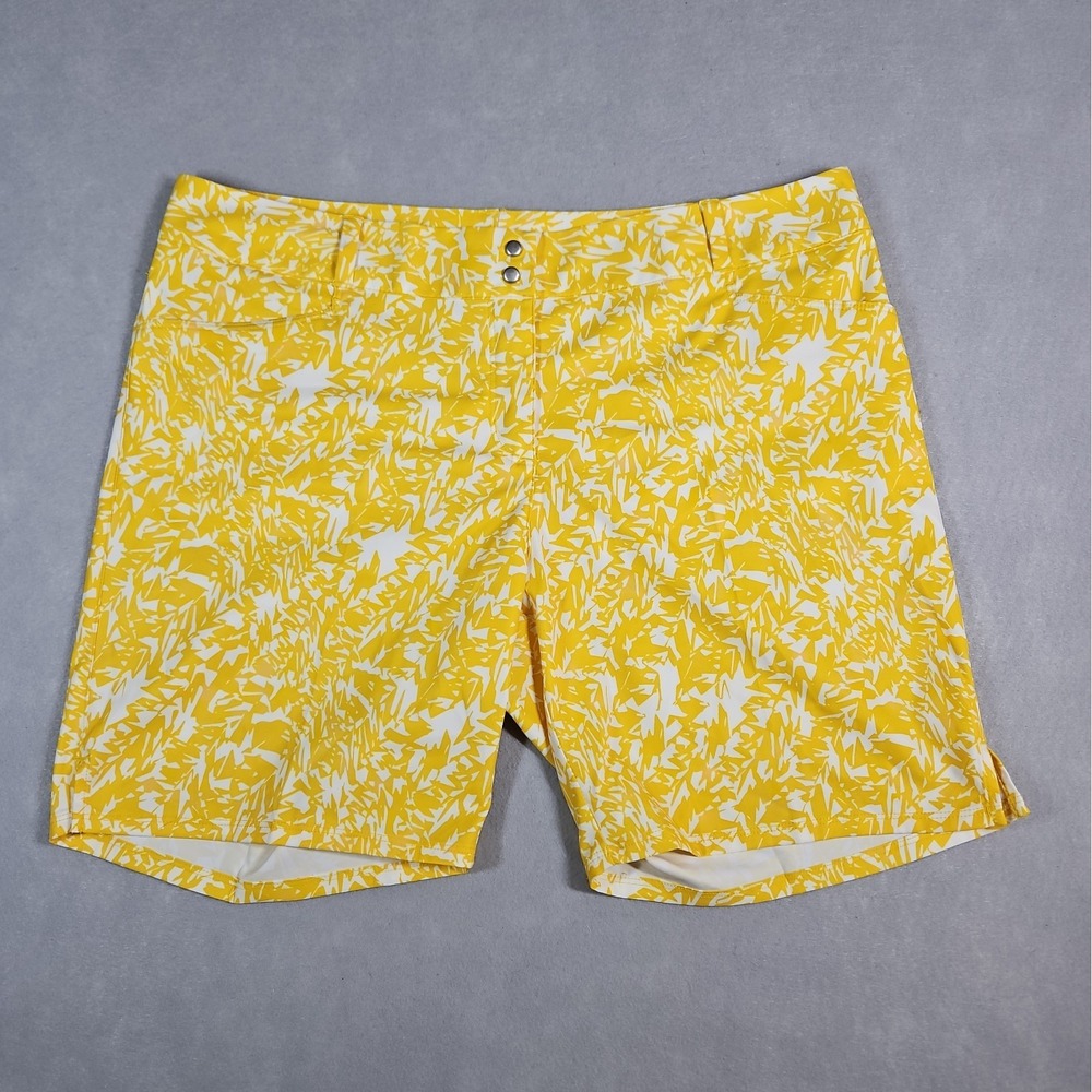 Adidas Womens Yellow White Printed 7" Lightweight Golf Shorts Size 12